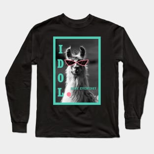 Llama idol slay everyday - biscay green pink Long Sleeve T-Shirt